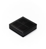 Black square window box with interior for 4 chocolates - 75*75*25 mm - 30 pieces