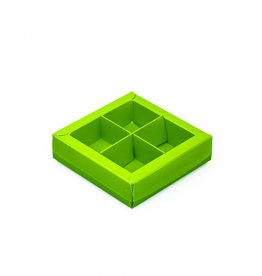 Boîte vert carré avec interiéur pour 4 pralines