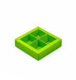 Boîte vert carré avec interiéur pour 4 pralines - 75*75*25 mm - 40 pièces
