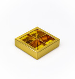 Boîte or carré avec interiéur pour 4 pralines - 75*75*25 mm - 80 pièces