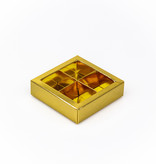 Caja cuadrado oro con interior por 4 bombones - 75*75*25 mm - 30 unidades