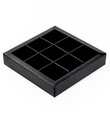 Boîte noir carré avec interiéur pour 9 pralines - 115*115*25mm - 40 pièces