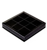 Black square window box with interior for 9 chocolates - 115*115*25mm - 40 pieces