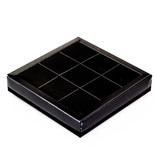 Boîte noir carré avec interiéur pour 9 pralines - 115*115*25mm - 40 pièces
