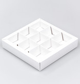 White square window box with interior for 9 chocolates - 115*115*25mm - 40 pieces