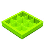 Boîte limon vert carré avec interiéur pour 9 pralines - 115*115*25mm - 40 pièces