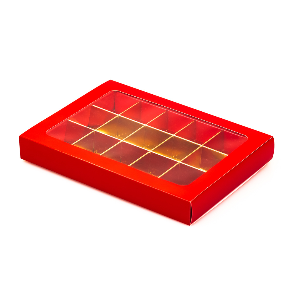 Red box with sleeve and 15 compartments - 175 * 120 * 27 mm