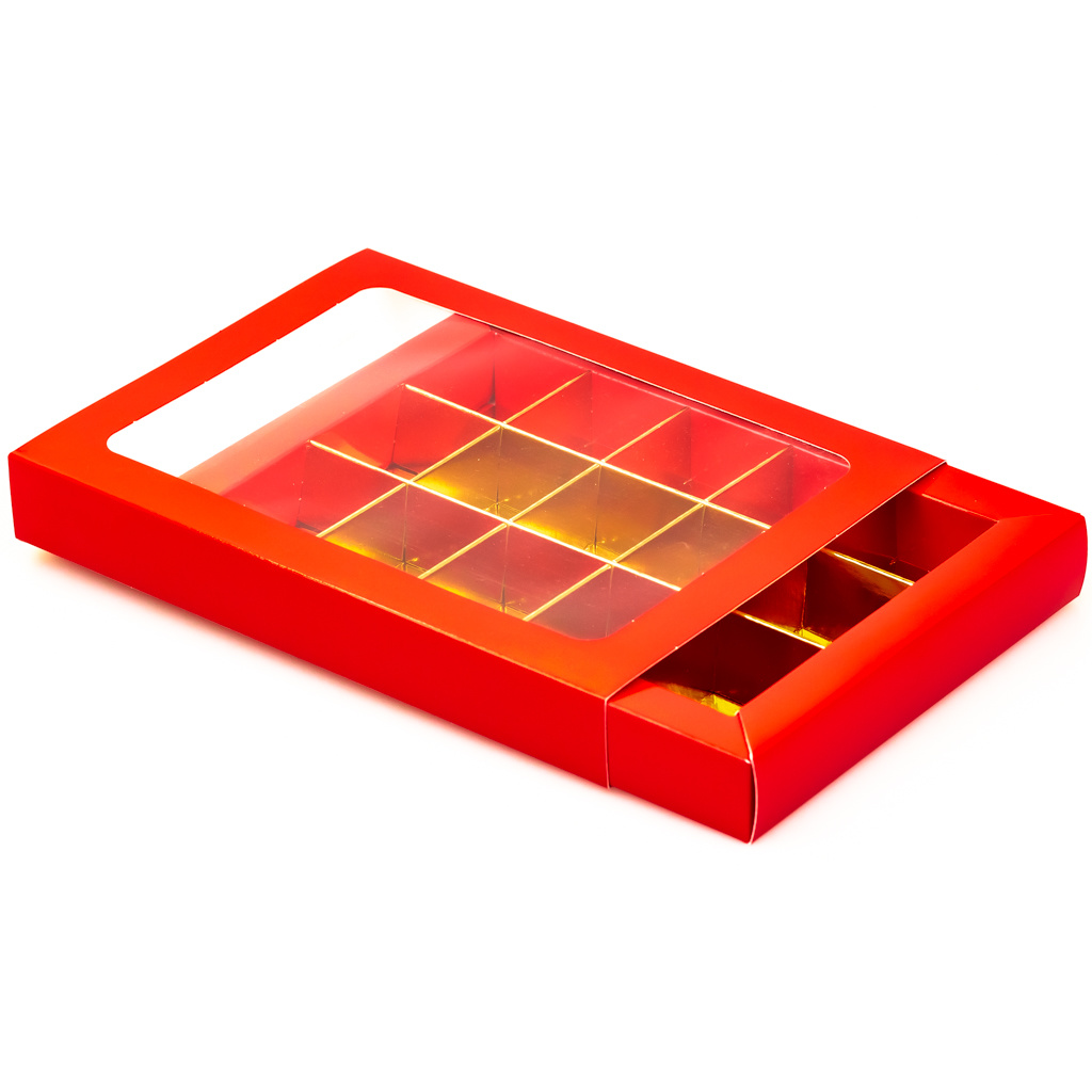 Red box with sleeve and 15 compartments - 175 * 120 * 27 mm