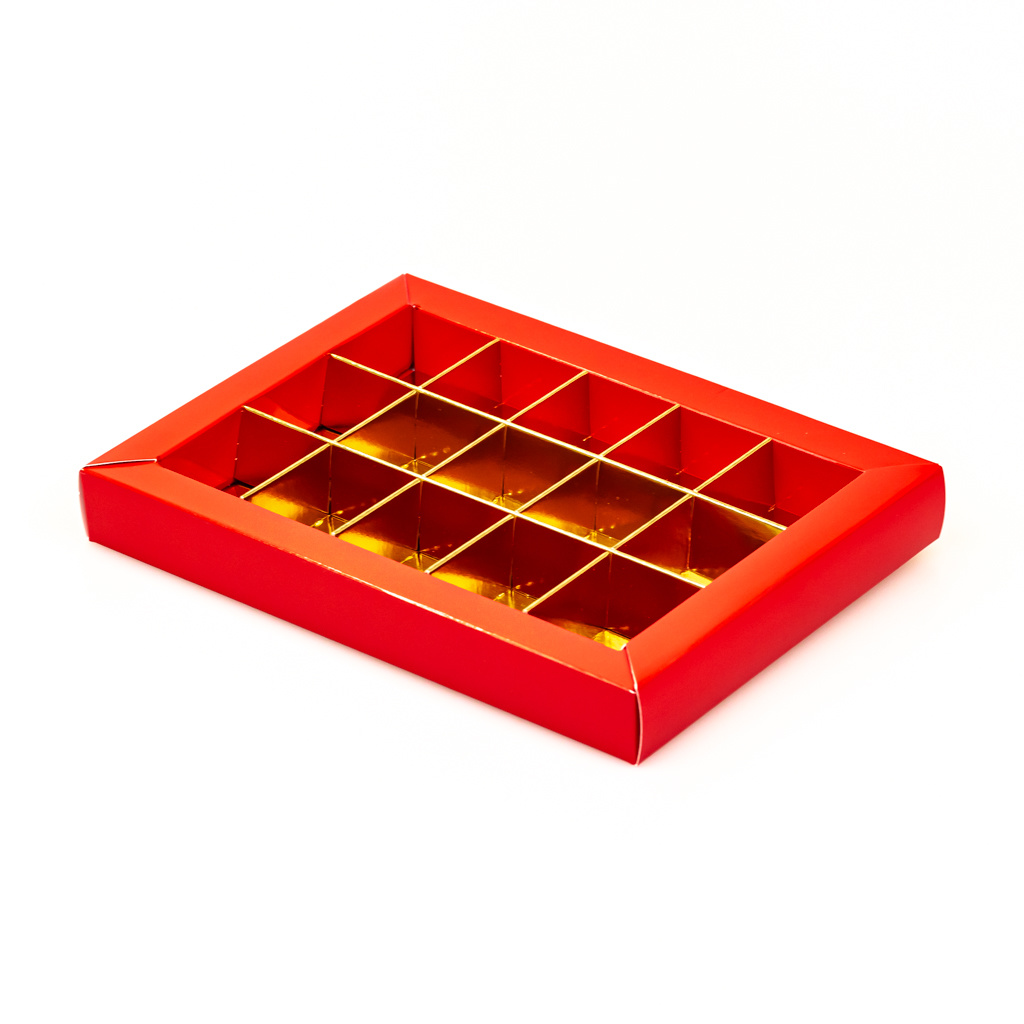 Red box with sleeve and 15 compartments - 175 * 120 * 27 mm