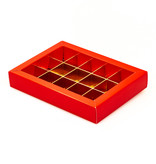 Boîte rouge avec interiéur pour 15 pralines - 175*120*33mm - 50 pièces