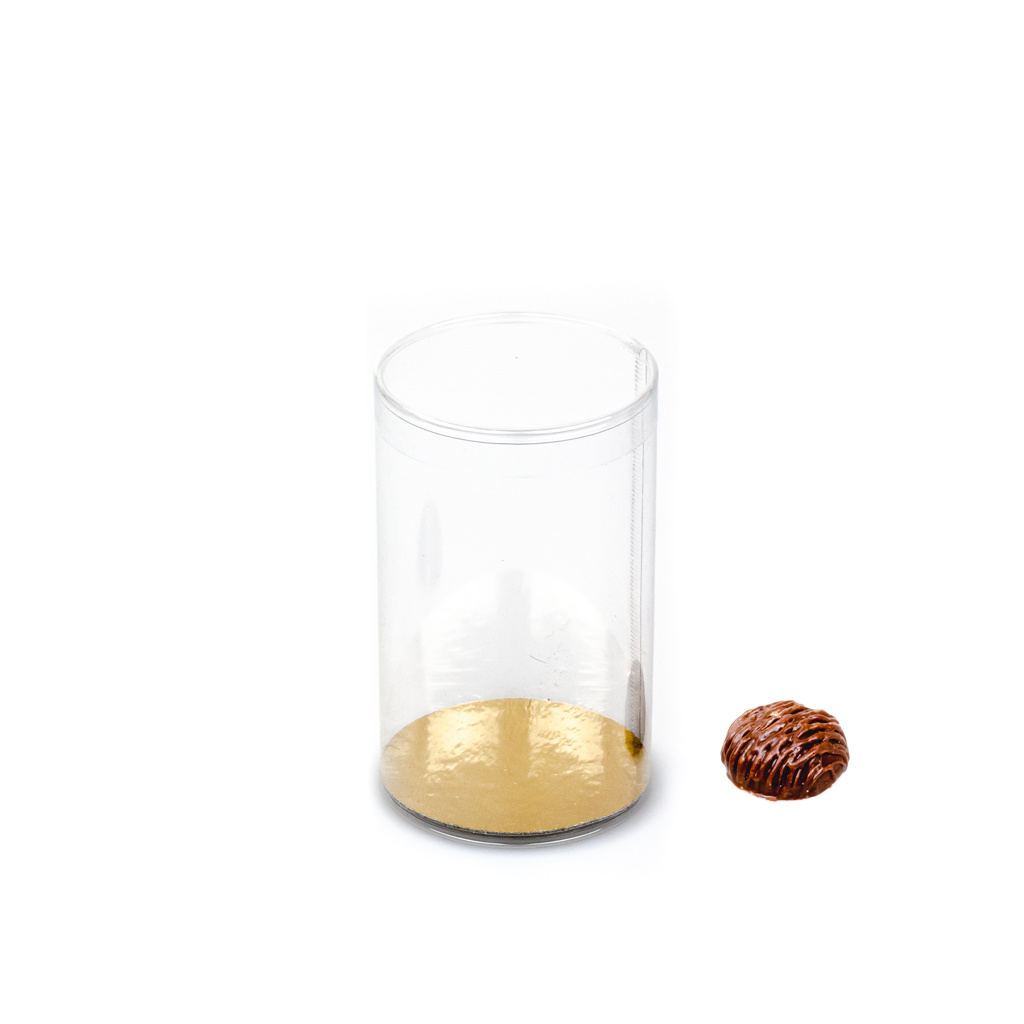Étui transparant avec interieur or - ø 7 cm - 11 cm - 100 pièces