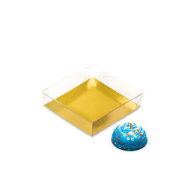 Transparanten Schachteln mit Gold Einsatz - 80*80*20mm - 150 Stück