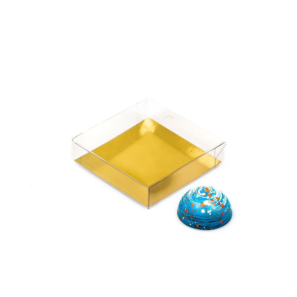 Transparanten Schachteln mit Gold Einsatz - 80*80*20mm - 150 Stück