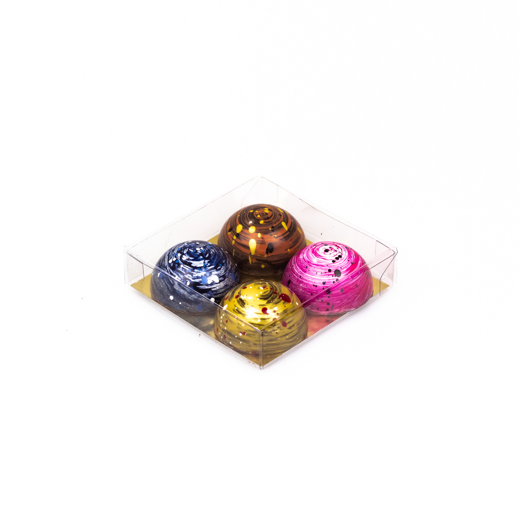 Transparant box with gold carton - 80*80*20mm - 150 pieces