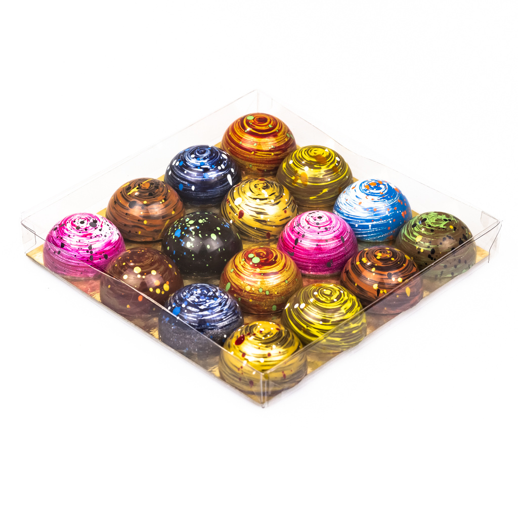 Transparant Boxes with gold carton  - 16* 16* 2 cm -50 pieces