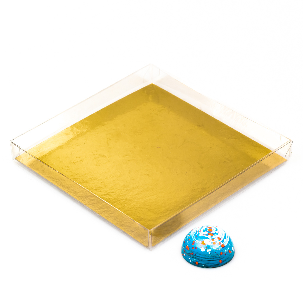 Transparant Boxes with gold carton  - 16* 16* 2 cm -50 pieces
