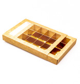 Kraft window box with interior for 15 chocolates with sleeve - 175*120*27mm - 50 pieces