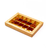 Kraft window box with interior for 15 chocolates with sleeve - 175*120*27mm - 50 pieces