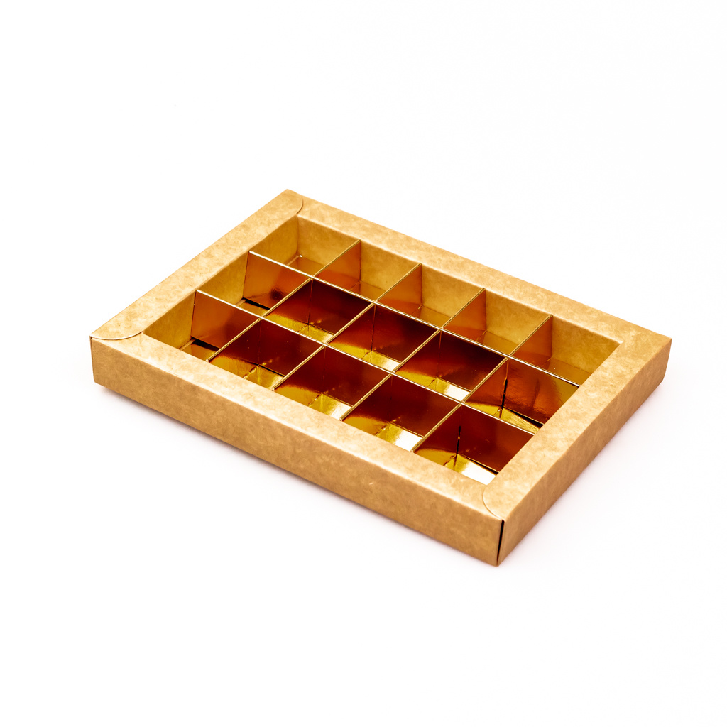 Kraft Window Candy Box - 12 Artisan Chocolates - [12CNDY271]