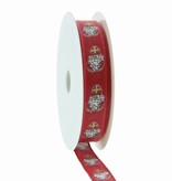 Lint met draad Sint "Vintage" figuur - Rood - Beschikbaar in breedtes 15mm en 25mm - 20m per rol