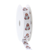 Wired ribbon Saint Nicholas "Vintage" figure - White - Available in widths of 15mm and 25mm - 20m per roll