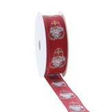 Lint met draad Sint "Vintage" figuur - Rood - Beschikbaar in breedtes 15mm en 25mm - 20m per rol