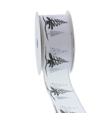 Lint met draad "Tree-o Enjoy Winter" - Silver - 40mm*20m