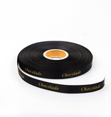 Single satin "Chocolade" Band - Schwarz    - 15 mm - 100 m