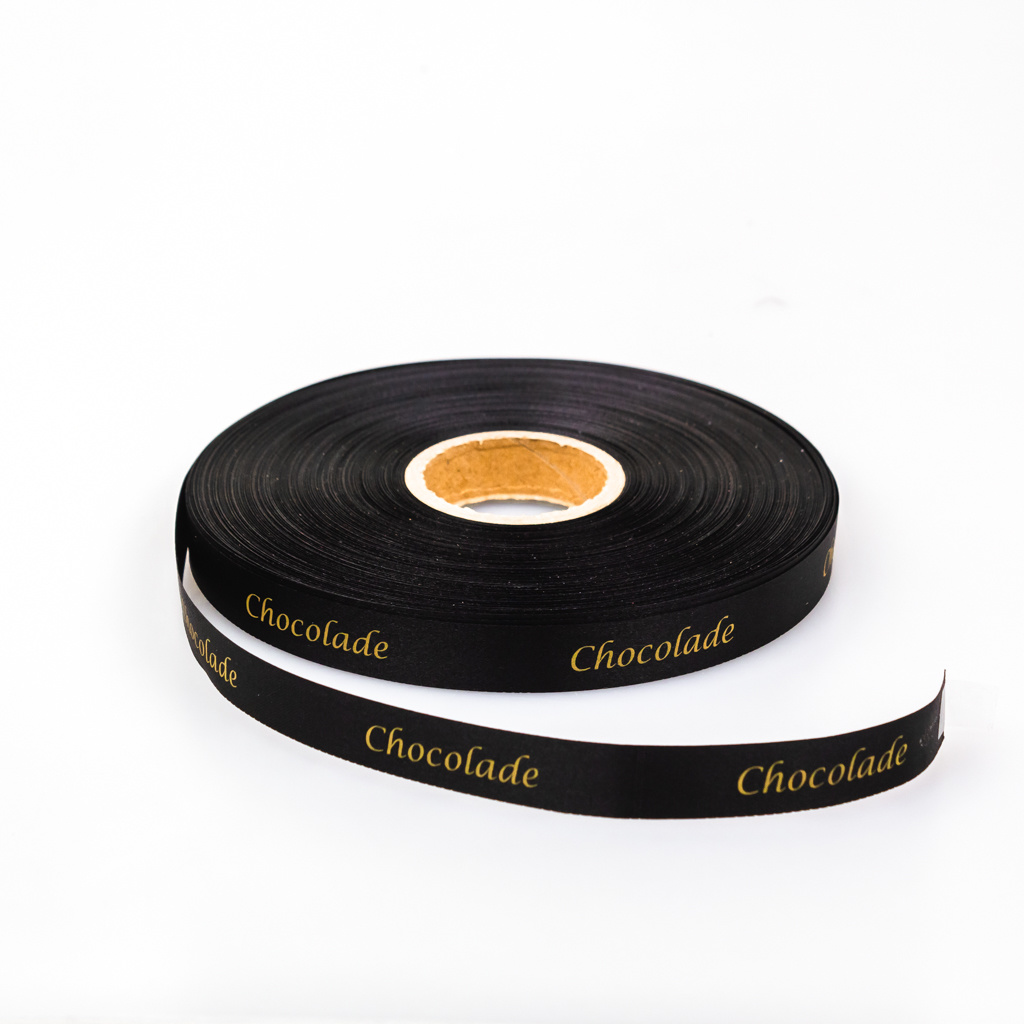 Single satin ruban "Chocolade" - Noir - 15 mm - 100 m