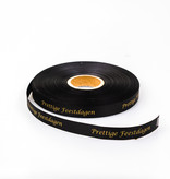 Single satin Cinta "Prettige feestdagen" - Negro - 15 mm - 100 m