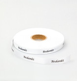 Single satin "Bedankt" Ribbon - White - 15 mm - 100 m