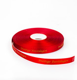 Single satin "Prettige feestdagen" Band - Rot    - 15 mm - 100 m