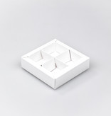 Boîte blanc carré avec interiéur pour 4 pralines - 75*75*25 mm - 30 pièces