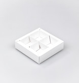 White square window box with interior for 4 chocolates - 75*75*25 mm - 30 pieces