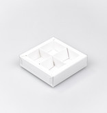 White square window box with interior for 4 chocolates - 75*75*25 mm - 80 pieces