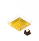 Transparant Box with gold carton - 90 * 90 * 25 mm - 100 pieces