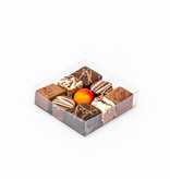 Transparant Box with gold carton - 90 * 90 * 25 mm - 100 pieces