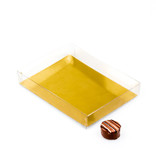 Transparant Box with gold carton - 150 * 110 *25 mm - 50 pieces