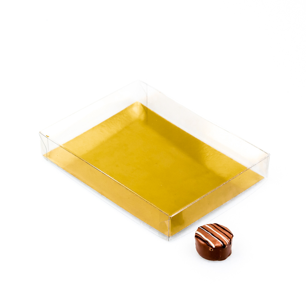 Transparant Box with gold carton - 150 * 110 *25 mm - 50 pieces