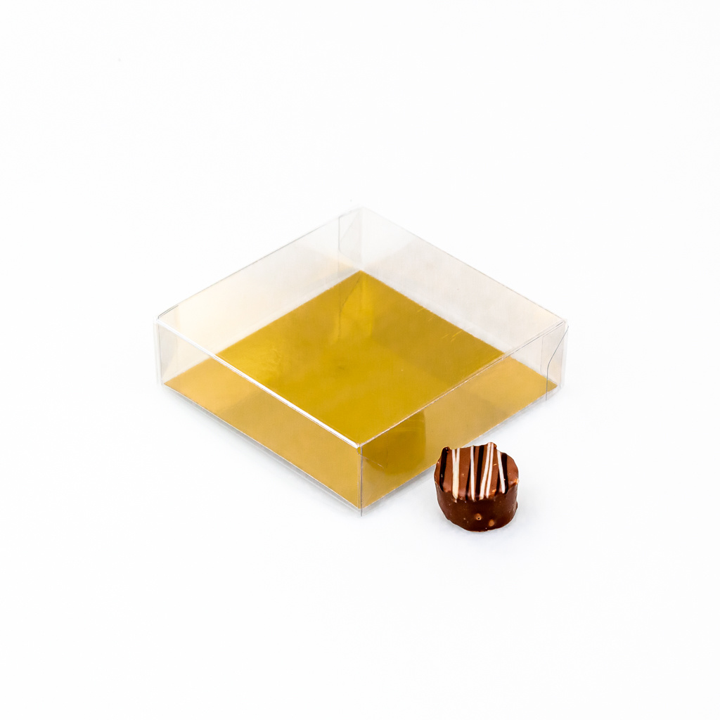 Transparanten Schachtel mit Goldkarton - 100 * 100 * 30 mm - 100  Stück