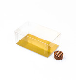 Transparant Boxes with gold carton - 12 * 7 * 5 cm - lid 2 cm high - 125 pieces