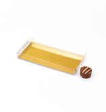 Boîte à comprimés transparente avec carton argent/or