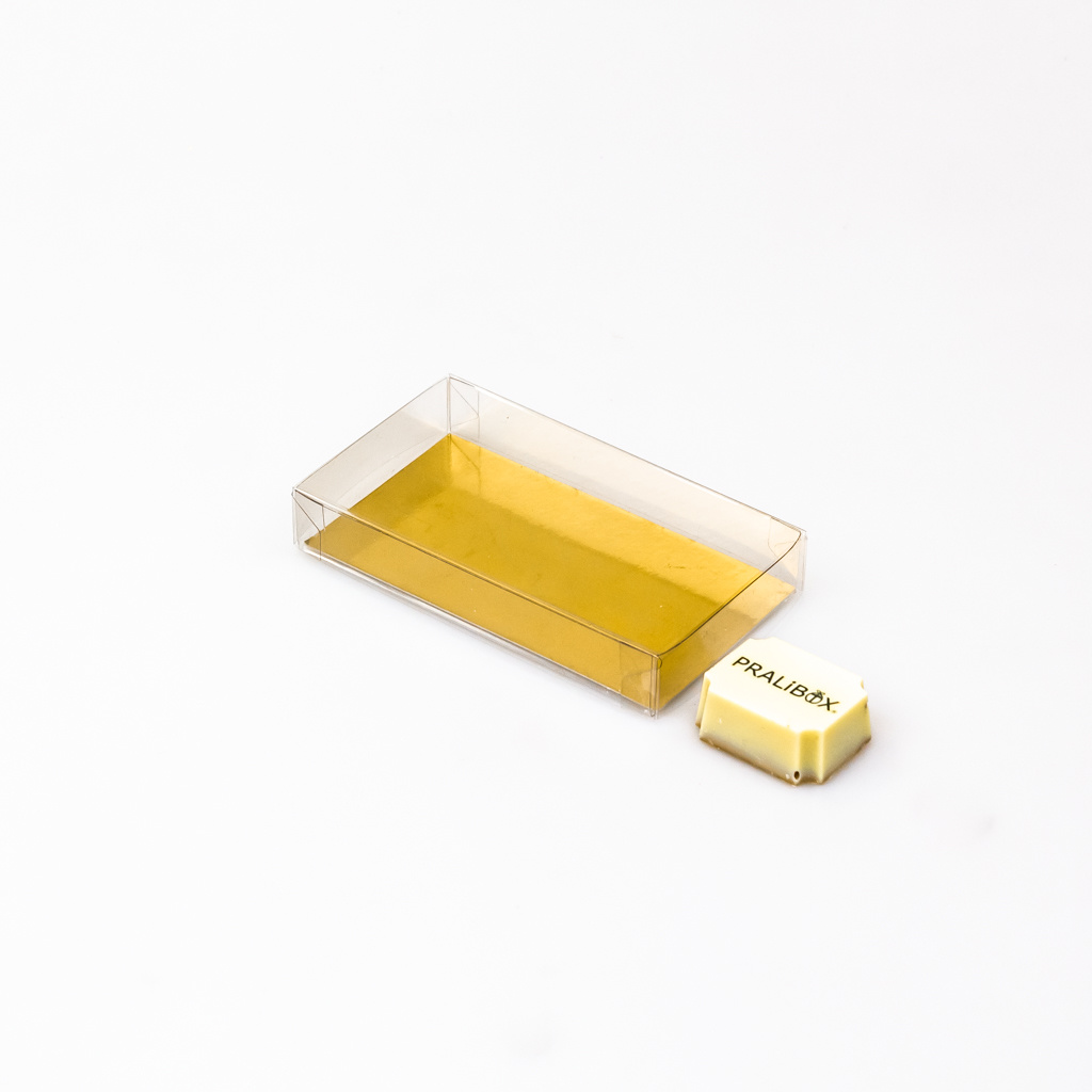 Transparanten Schachtel mit Goldkarton - 105 * 58 * 18 mm - 100 Stück