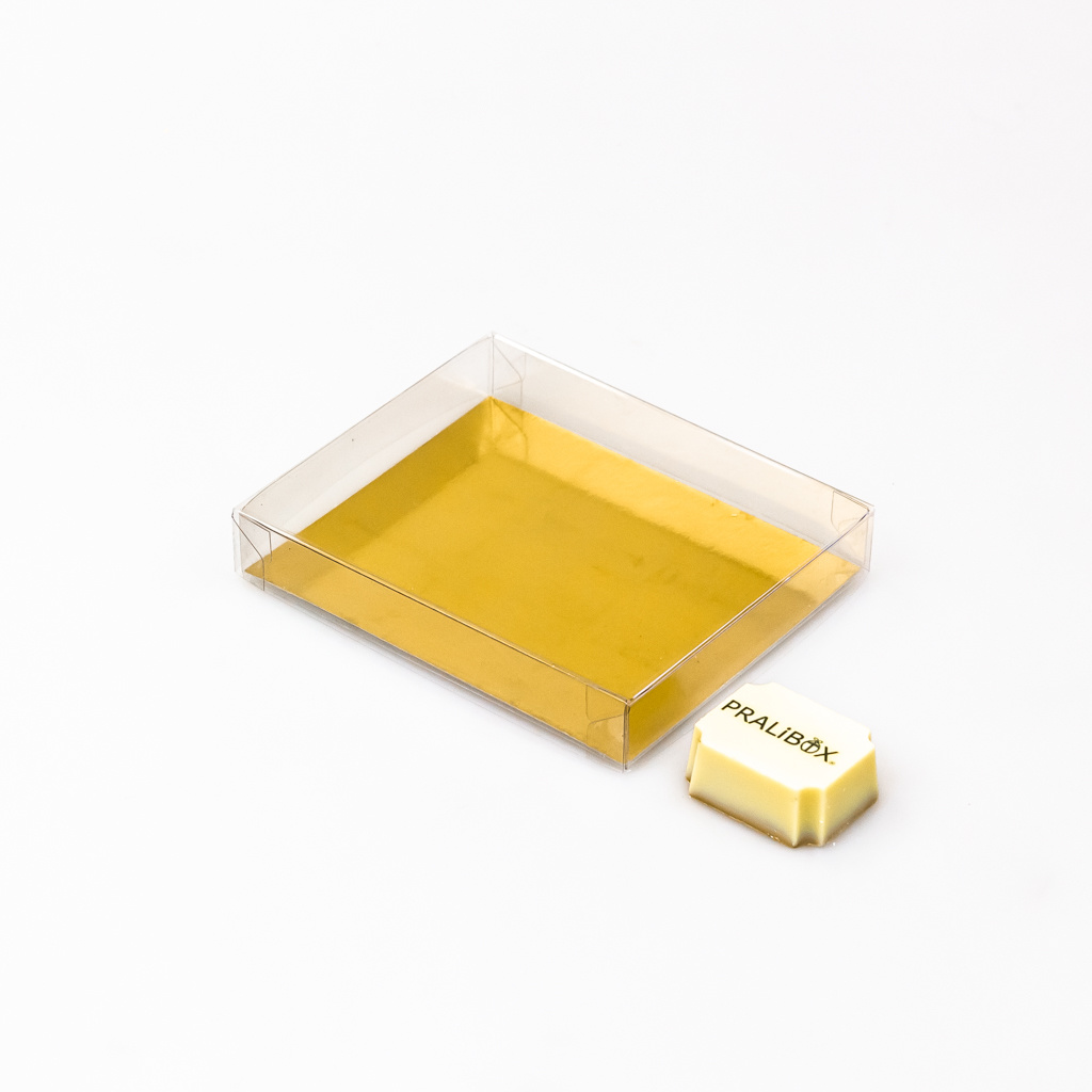 Transparanten Schachtel mit Goldkarton - 105 * 86 * 18 mm - 100 Stück