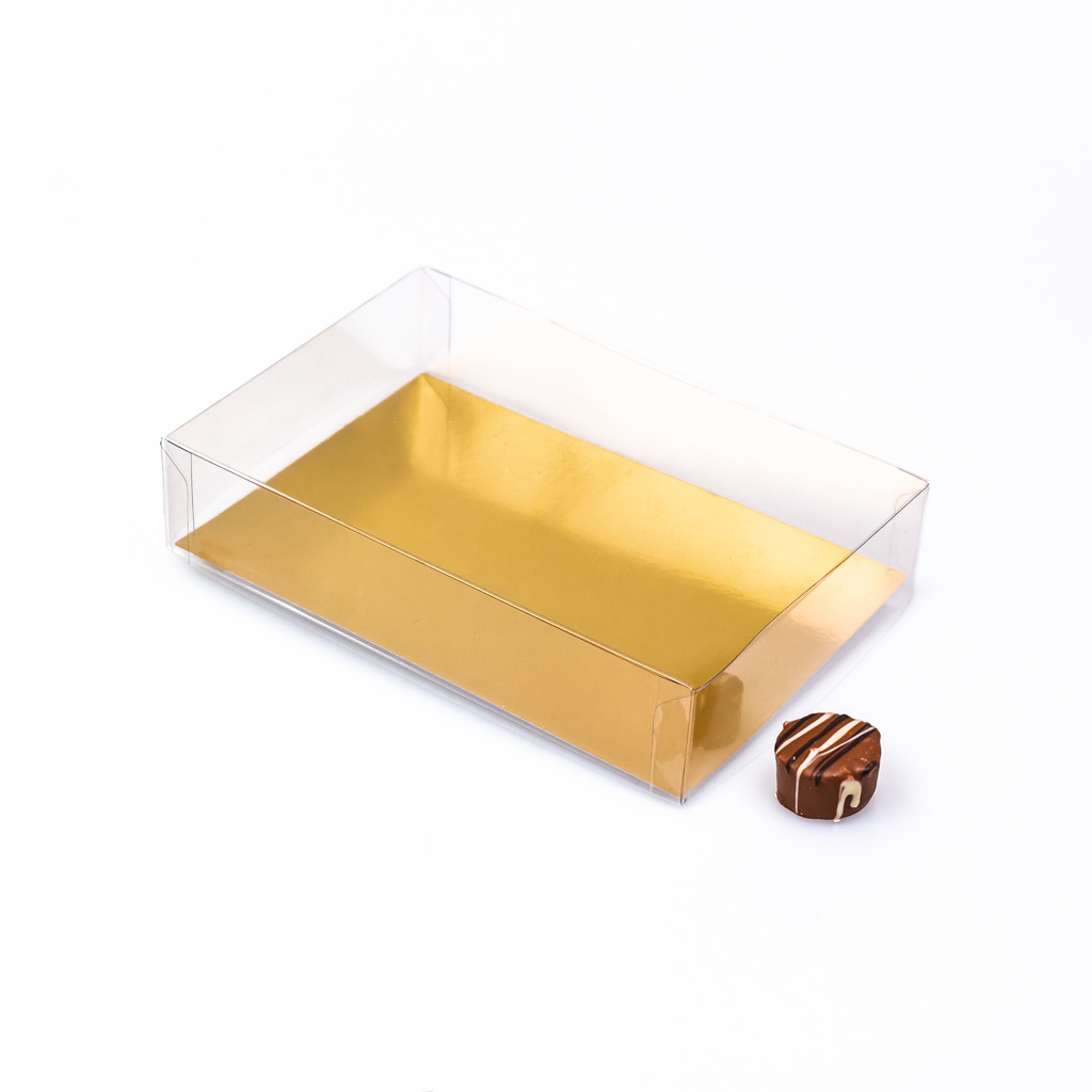Transparant Boxes with gold carton - 18 * 12 * 4 cm - 85 pieces