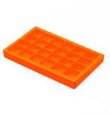 Boîte Orange carré avec interiéur pour 24 pralines - 240*140*25 mm - 18 pièces
