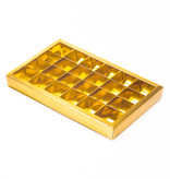 Gold square window box with interior for 24 chocolates - 240*140*25 mm - 18 pieces