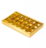 Gold square window box with interior for 24 chocolates - 240*140*25 mm - 18 pieces