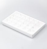 White square window box with interior for 24 chocolates - 240*140*25 mm - 18 pieces