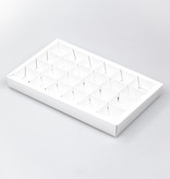 White square window box with interior for 24 chocolates - 240*140*25 mm - 18 pieces